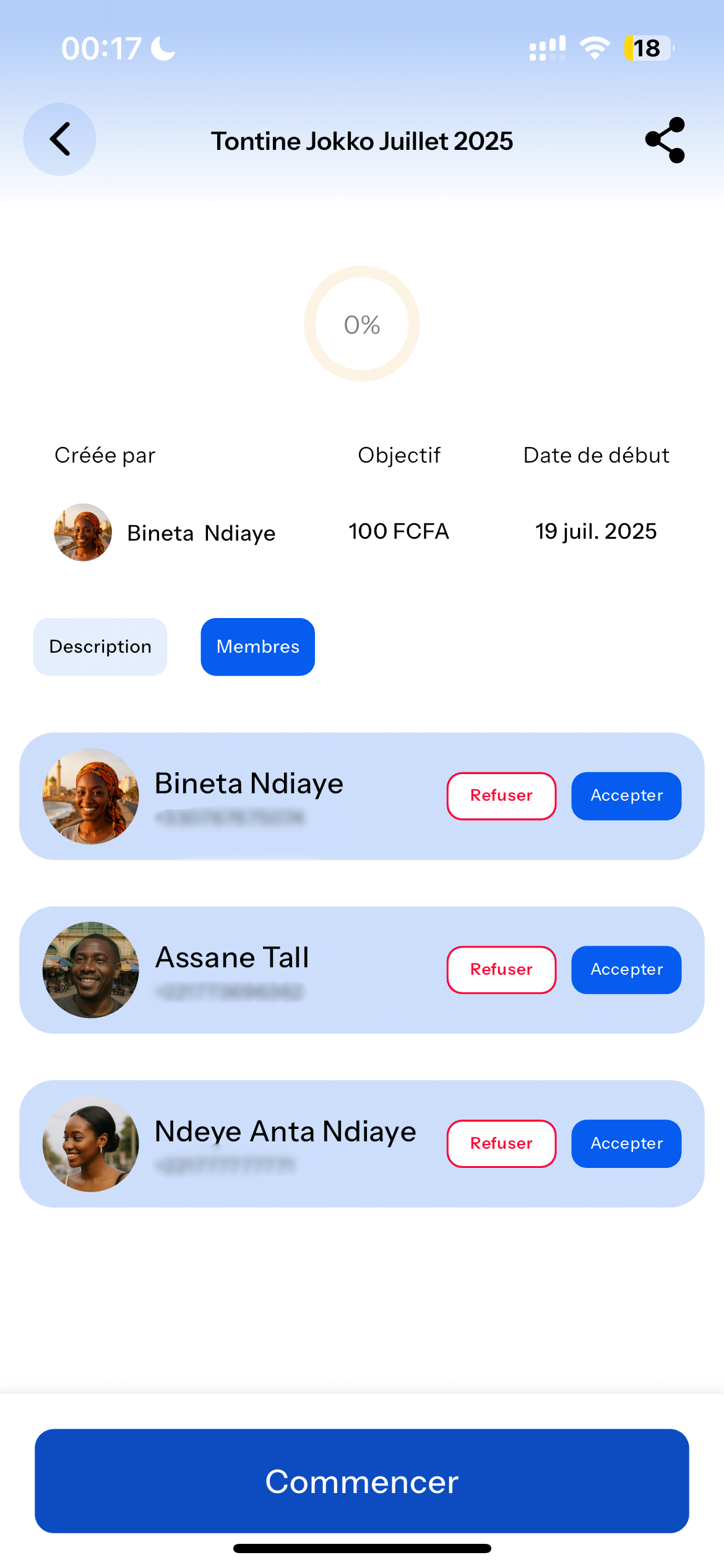 Inviter et Approuver les Membres de confiance - Maman Tontine App Screenshot