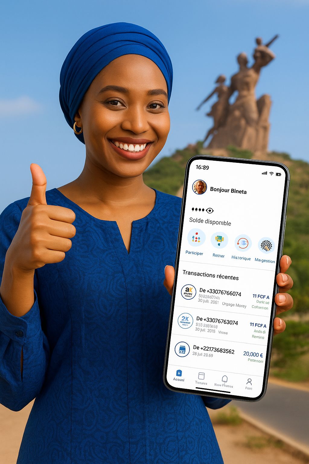 Maman Tontine - African woman with mobile app